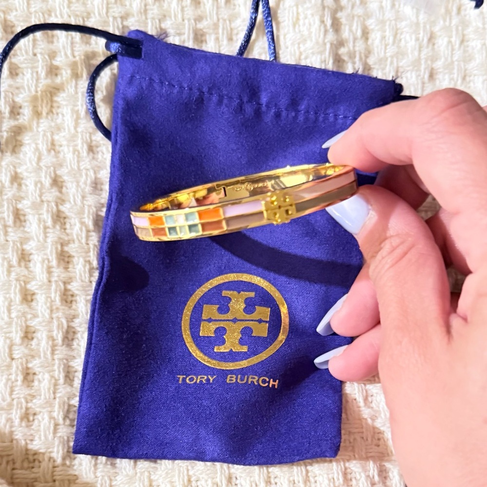 Tory Burch Gold Bracelet with Colorful Enamel